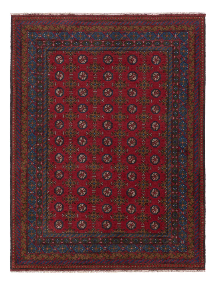Afghan Teppich - Filpa - 196 x 152 cm - dunkelrot