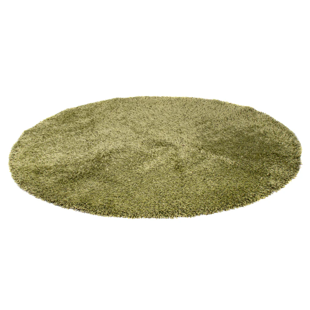 Hochflor Teppich rund - 200 x 200 cm - olivgrün - Image 5
