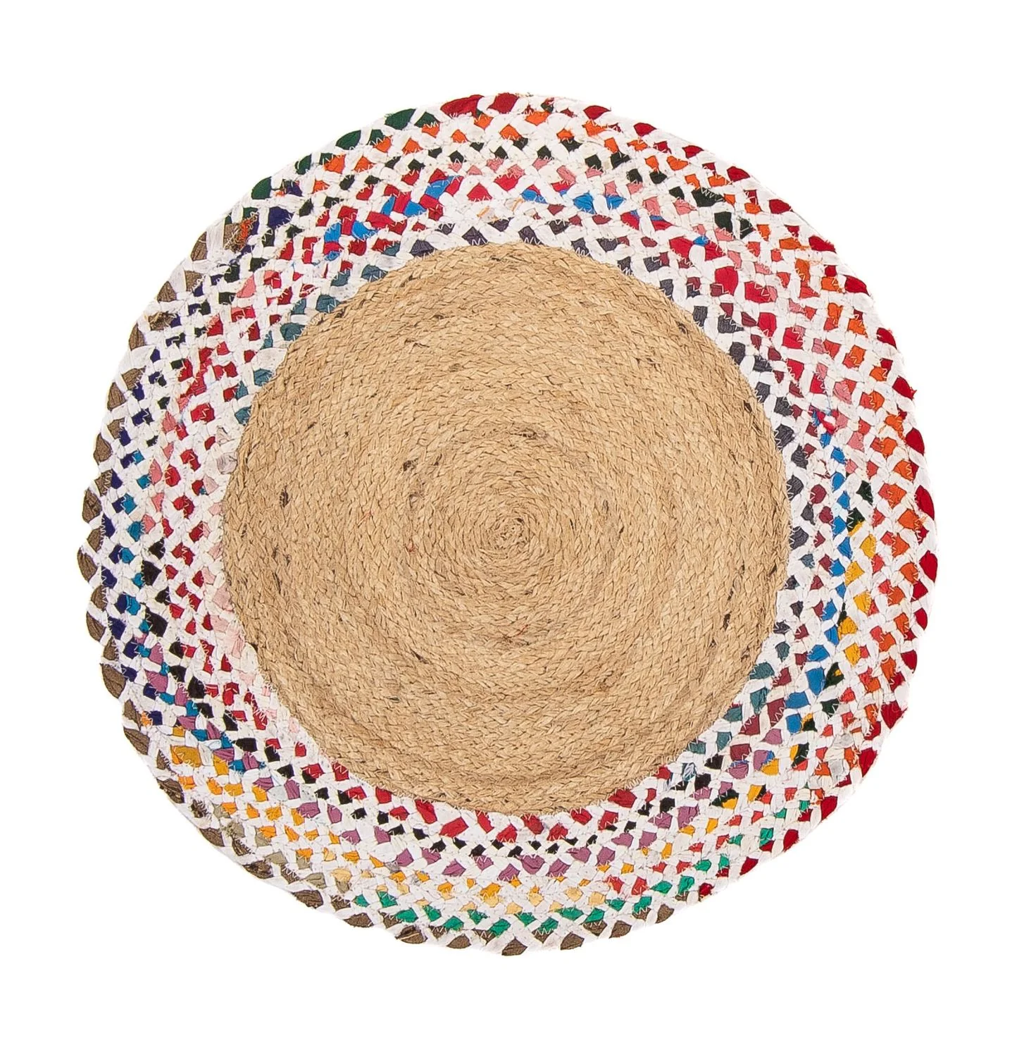 Juteteppich rund - 60 x 60 cm - mehrfarbig