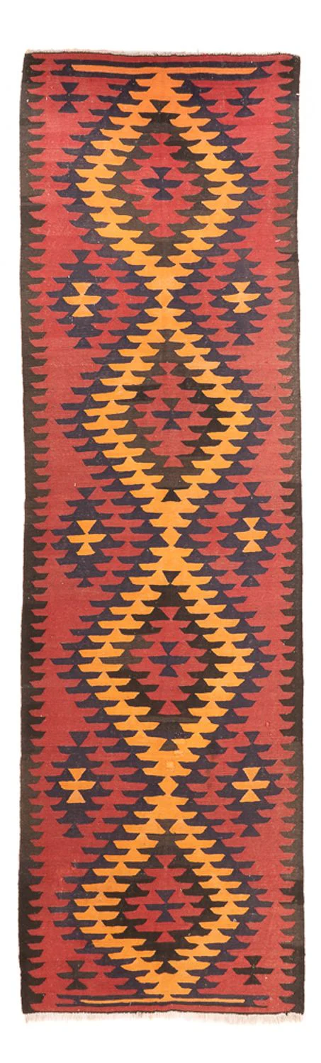 Läufer Kelim - Old - 423 x 140 cm - dunkelrot