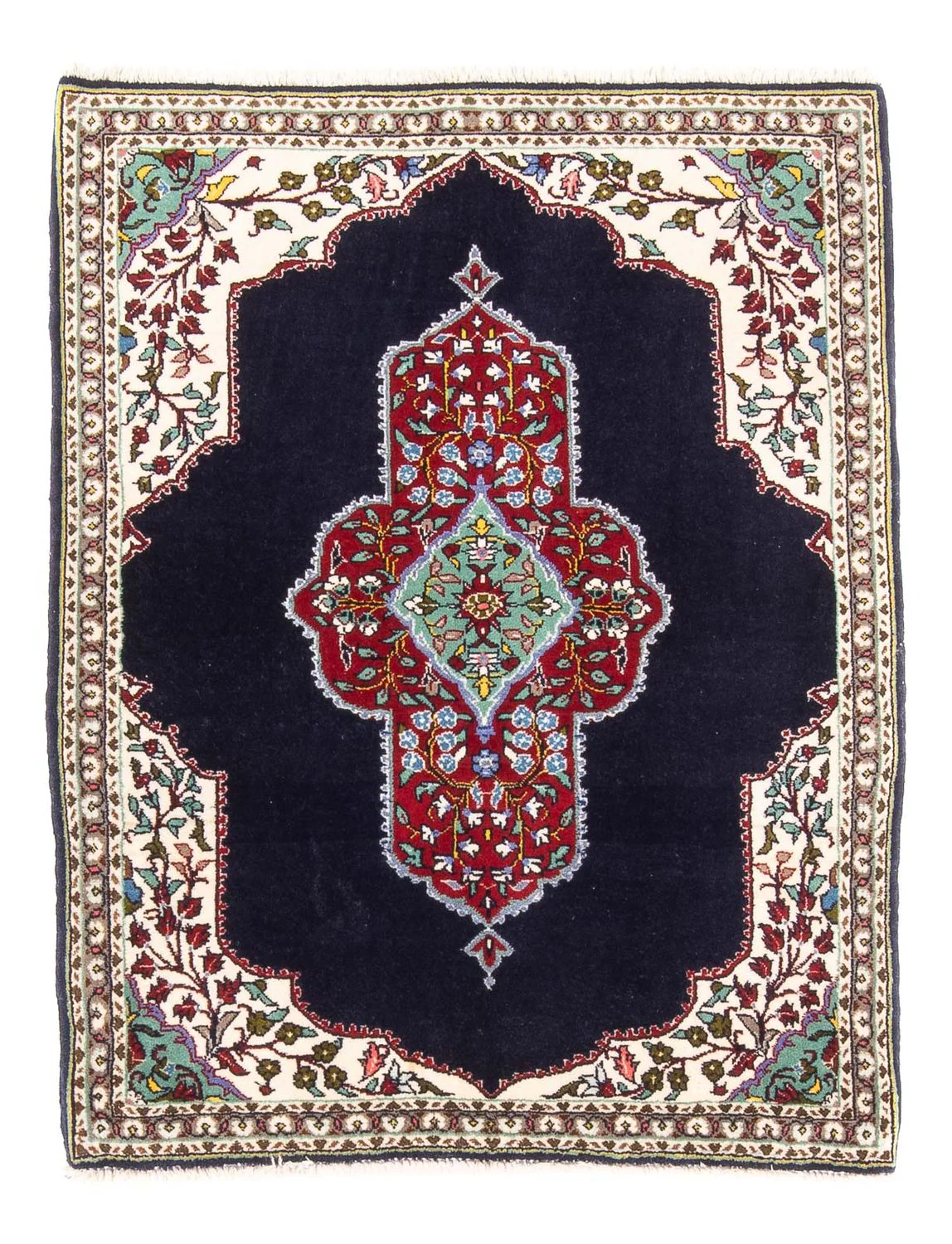 Perserteppich - Täbriz - Royal - 96 x 76 cm - dunkelblau